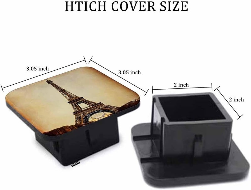 Beabes Eiffel Tower Hitch Covers for Trucks Grunge Paris Eiffel Tower Trailer Hitch Cover, 2 Inch Tow Receiver Tube Plug Cap, Trailer Hitch Cover Compatible for Cars Pickups - Image 2